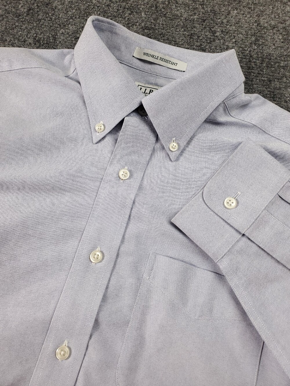 LL Bean Oxford Shirt 16.5 33 Blue Wrinkle Resistant Button Down OCBD Business